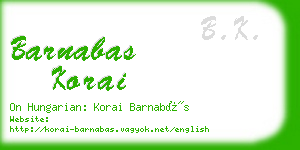 barnabas korai business card